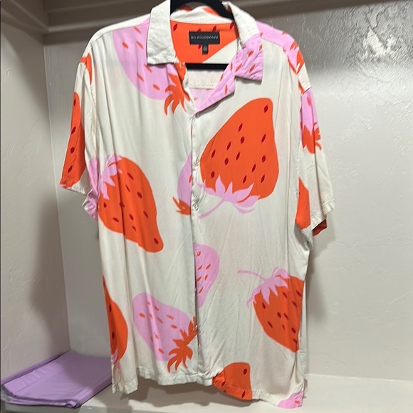 No Boundaries Other - No Boundaries Pink and Orange Casual Button Down Shirt